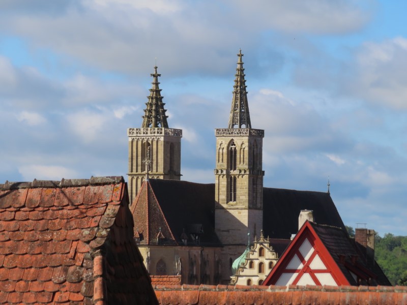 St. James church seen from wall in Rothenburg ob der Tauber, Germany.