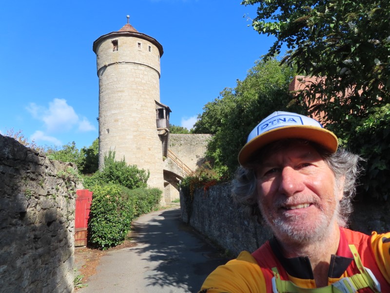 Ted near Strafturm tower in Rothenburg ob der Tauber, Germany.
