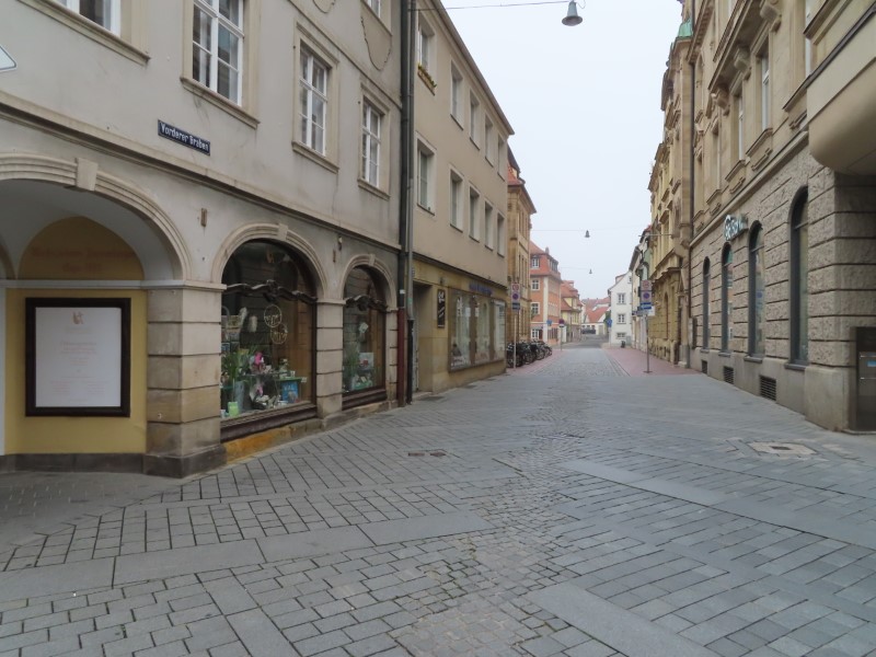 Grner Market street near Maximilian square in Bamberg, Germany.
