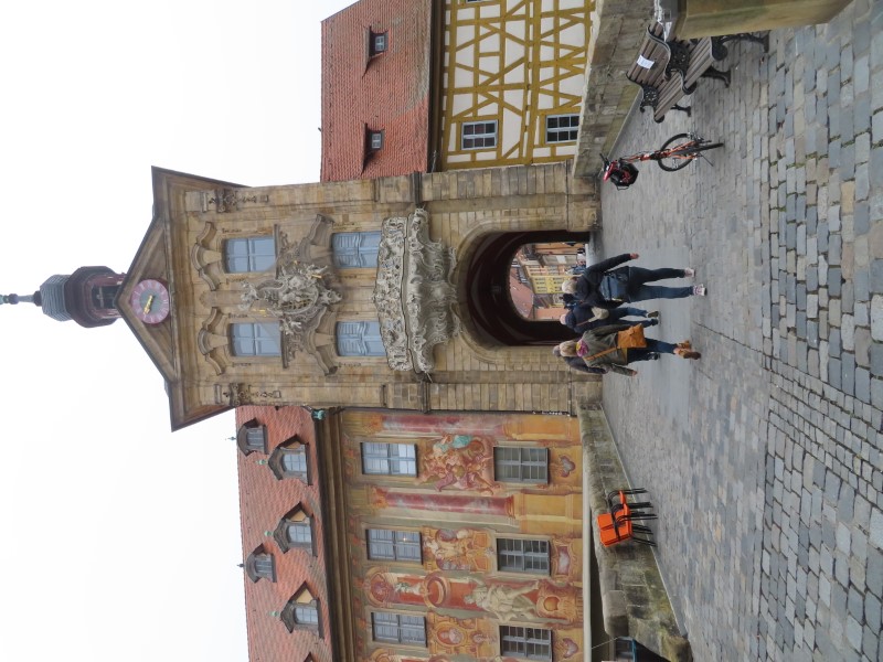 Ted's bike in front of tunnel in Altes Rathaus building at Bamberg, Germany.