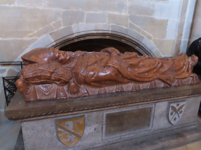 Bishop coffin in Bamberg Cathedral in Bamberg, Germany.