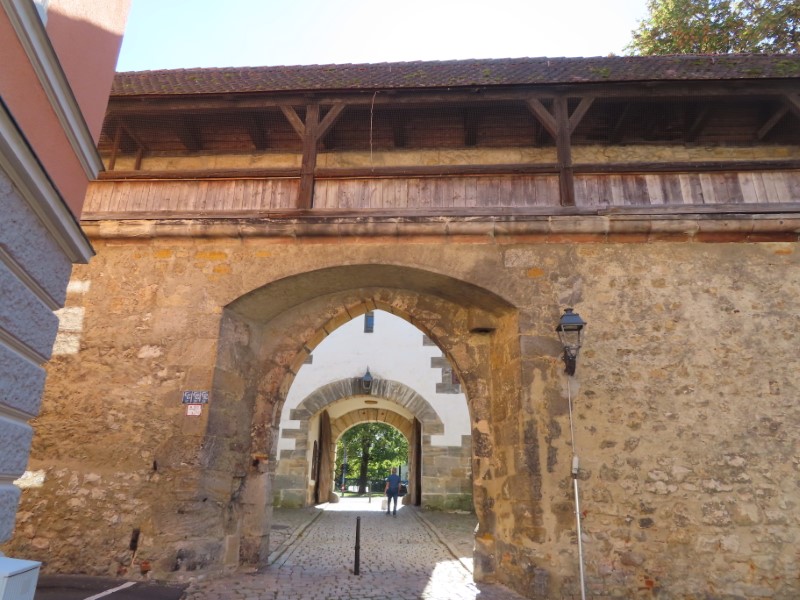 Entrance to town through wall of Amberg, Germany.