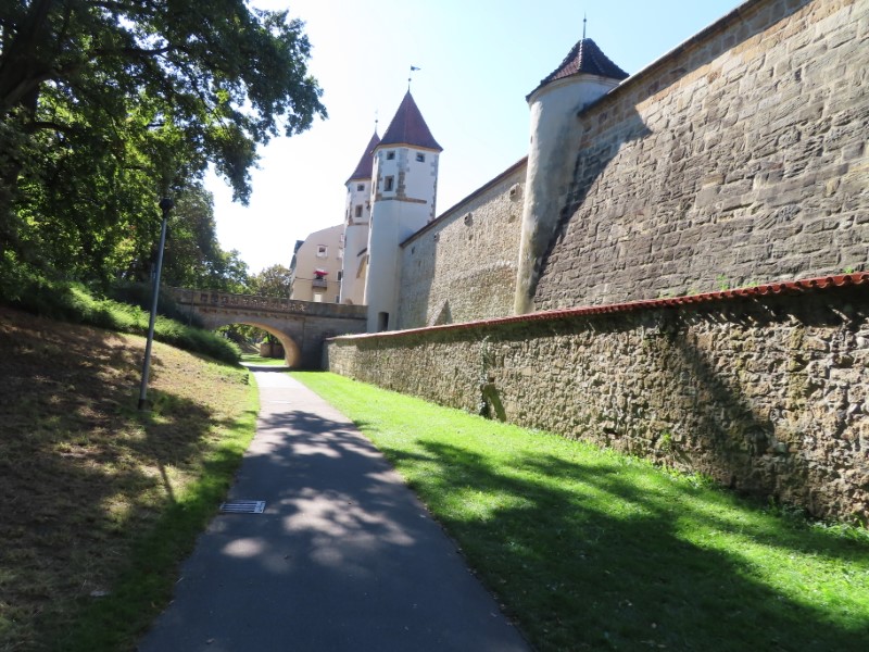 The wall that surrounds Amberg, Germany near Nabburg gate.