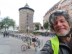 Ted with his bike near the Konigstor Tower in the historic section of Nuremberg, Germany.
