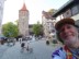 Ted with his bike at the city gate tower (13th-century) near Imperial Castle in Nuremberg, Germany.