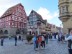 People in town main square (near Marien-Apotheke) in Rothenburg ob der Tauber, Germany.